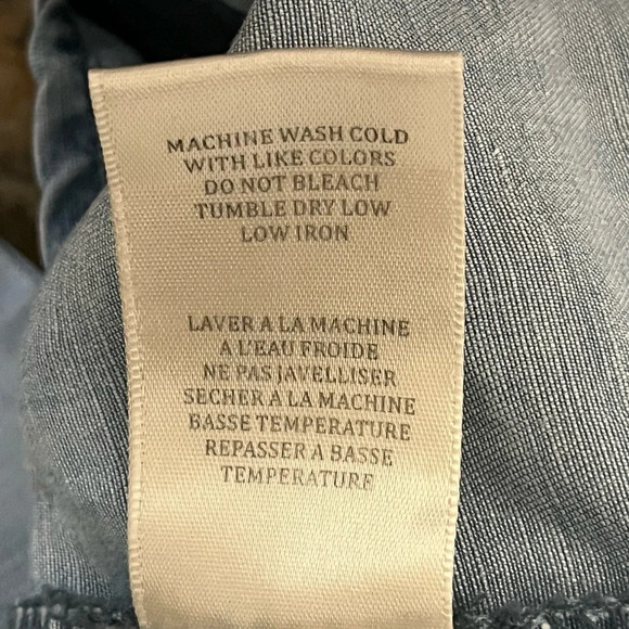 Womens Blank NYC Chambray Light Blue Embroidered,Distressed Crop Blouse L Boho - Picture 8 of 11